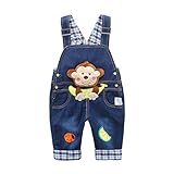 ベビー男の子女の子格子柄裏地デニムオーバーオール新生児Dungareesジャンプスーツモンキーバナナパターンブルー US サイズ: 3L カラー: ブルー