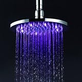8インチ真鍮シャワーヘッドLEDライトの色変更