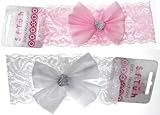 Infants Satin Bow Cute baby girl Headbands White Cream Gem stretch with Bow Soft Touch by Soft Touch