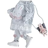 YY-Natuhi ベビー 女の子 セットアップ ブラウス レギンス 2点セット ウサギ 可愛い トレーナー スウェット 長袖 子供服 キッズ ジャージ レース 秋冬 通学 お出かけ 結婚式 入園式 