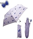 ランドセルに入る かる~~いミニ傘! 約200g リボン総柄 (パープル)