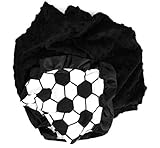 Onyx Arrow Baby Blanket, Soccor Ball Cotton Print, Black Minky Dot, Satin Ruffle Trim, Mix and Match