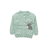 Pojour ベビー服 子供服 女の子ニットセーター 冬 防寒 かわいい漫画ウサギトップス おしゃれカーディガン 暖かい 厚手 綿 ベビールームウェア 普段着 カジュアル 旅行 記念日 プレゼント 丸