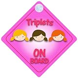 Triplet Girls On Board Car Sign New Baby / Child Gift / Present / Baby Shower Surprise by mybabyonbo