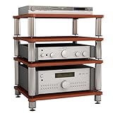 オーディオラック 木製 2段/3段/4段 avラック アンプラック CDアンプ機器ラック メディア スタンド プリンタブラケット dvdラック オーディオボード ゲーム機収納ラック 音工房 録音室用 家庭用 オフィス用 4段 マホガニー色