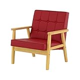 ナチュラル/合皮レッド ： 1人掛け/クロスステッチ 選べるソファー★noress(ノレス)