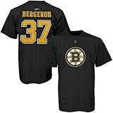 NHL Reebok Boston Bruins # 37 Patrice BergeronブラックPlayer Tシャツ S
