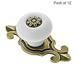 YUYIKES 12個ヴィンテージセラミックドアノブハンドルPulls forキャビネット引き出しクローゼットドレッサー食器棚ワードローブ家具キッチン ホワイト HGOT0384