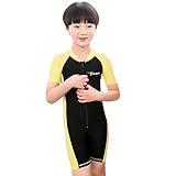 [FERE8890] ガールズ 水着 連体式 半袖 男女兼用 男の子 女の子 柔かい 簡約 キッズ用 ファッション 心地良い ファスナー イエロー S