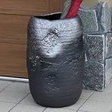 信楽焼　手ひねりつぼ型銀彩傘立て　しがらき焼　笠立て　陶器　おしゃれ　kt-0112