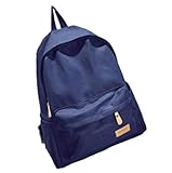 MissとMr リュックサック リュック デイパック かばん バッグ キャンバス　大容量 男女兼用 マザーズバッグ小学生 中学生 高校生 大学生 メンズ レディース シンプル リュック (ネイビー)