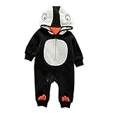 服　ファッション　ベビー　キッズ　子供　カバーオール　新生児服　連体着　ペンギン　ブラック　66