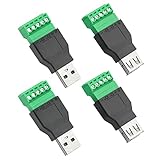 WMYCONGCONG 4個 USB 2.0 タイプA オス - メス 5ピン ネジ留め式端子台 コネクタ 無はんだ充電およデータ転送コンバーター 変換アダプター