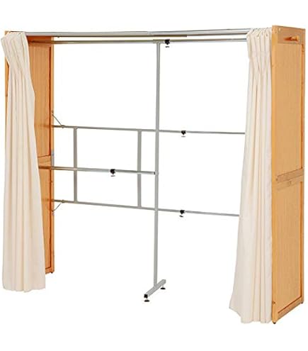 Amazon｜タンスのゲン ハンガーラック 伸縮 幅118-190cm 2段 カーテン