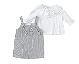 TMM　子供服 ベビー ワンピース 女の子 ドレス ベストワンピース ホワイトブラウス 二点セット 結婚式 七五三 通園 通学 (3#80cm, ホワイト)
