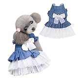 Jimjis 犬服 ワンピース 春夏 通気 お姫様 ドレス スカート 袖なし 薄手 軽量 小型犬 猫 ペット服 犬の服 猫の服 小型犬 中型犬 洋服 脱毛保護 (ホワイト, M)