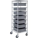 Quantum 24 " W x 21 " L x 69 " H Binカートwith Dividableグリッドコンテナ、7ビン – グレー