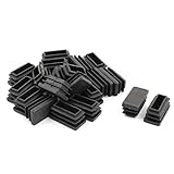 uxcell パイプキャップ 家庭 プラスチック製 長方形 テーブル 脚 プロテクター パイプキャップ ブラック 30 x 15mm 20個入り