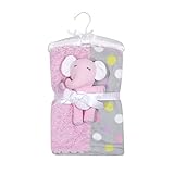 Mini Muffin Printed Velboa Patchwork Pink Elephant Security Blanket by Mini Muffin