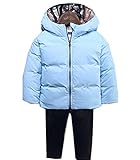 RoRykon カジュアル アウターウエア ベビー服 綿服ジャケット キッズジャケット　綿入れコート ジャンパー子供服 上着 女の子 暖かい ソフトコート秋 防寒 アウター (110cm, ブルー)