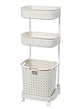 ランドリーワゴン レクエア ランドリーバスケット 3段 アイボリー キャスター付