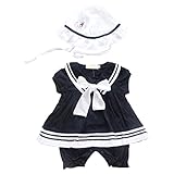 【Ani Mam Kids】ベビー服 ロンパース 半袖 セーラー マリンルック 水兵さん ベビー 赤ちゃん 女の子 男の子 子供服 夏 (80, ネイビー(女の子用))