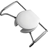 Bemis MA2050T 000 Medic-Aid Plastic Open Front Toilet Seat with Cover and Safety Side Arms, Round, W