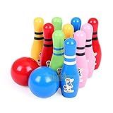 Nothing But品質: Rainbow Coloredボーリングセットおもちゃfor Toddlers withボールと10 Stackingピン