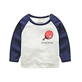 PANCY 子供服 春秋 長袖 Tシャツ キッズ トレーナー 丸い襟 男の子 女の子 かっこいい スポーツ プリント ホワイト(ネイビー,130cm)