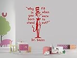 Cat in the HatなぜフィットQuote Dr Seuss子Story Book Character Kids部屋壁ウィンドウキャビネット再生領域キッチン壁デカールステッカー約24 x 15