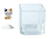 花市場直送便 ミニチュアガラス 三毛猫ビール & カラーサンド ホワイト & 植え込み用グラス ニューブロックS