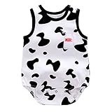 Tonsee ベビー 可愛い ロンパース 子供服 女の子 男の子 カートゥーン ジャンプスーツ ノースリーブ 出産祝い (73, ホワイト)