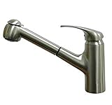 Whitehaus 3-2071-BN Marlin 9-Inch Single Hole/Single Lever Handle Faucet with A Pull-Out Spray Head,