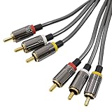マクサー電機 簡易包装品 ハイグレード ビデオコード 3ピン - 3ピン RCA ケーブル 3m ゴールドプラグ メタルプラグ テレビ ビデオデッキ ゲーム機 など