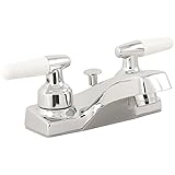 Aqualife Two Handle Washerless Bathroom Faucet -Chrome finish with interchangeable white or oak hand