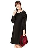 Angeliebe エンジェリーベ マタニティ ワンピース 授乳口付き ボトルボートネック ボリューム スリーブ ワンピ 妊婦服 産前 産後 フリー ブラック 22206 22206100
