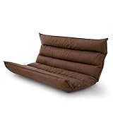 ソファ 低反発 42段ギア 3点可動 ハイバック ワイド座面 ファブリック 二人掛け ブラウン