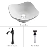 Kraus C-KCV-135-15000ORB White Tulip Ceramic Sink and Ventus Faucet Oil Rubbed Bronze [並行輸入品]