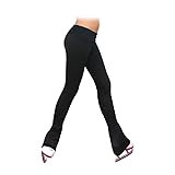(Adult Large, Black) - Chloe Noel Figure Skating All Black 7.6cm Waist Band Skate Pants P22