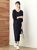 Angeliebe エンジェリーベ マタニティ ワンピース 授乳口 付 スパン テレコ I ライン ワンピ 妊婦服 産前 産後 長袖 (a.i.n) M ネイビー 21838