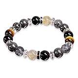 [サンテリア] ルチル タイガーアイ ブラックルチル オニキス ヘマタイト 数珠 天然石 ブレスレット メンズ S