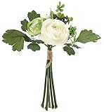asca 造花 ミックスフラワーブーケ 花径2~7cm ホワイトグリーン A-32901-052