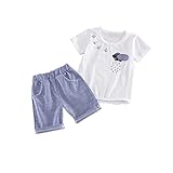 ベイビー服 男の子Ｔシャツ Pojour 夏子供Ｔシャツ＋パンツ ボーイズ可愛い雲2セット 綿 子供ギフト 通気 白 90cm