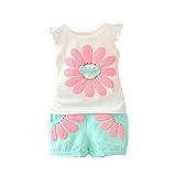 Cutelove ベビー服　スーツ　二点セット　タンクトップ　ショートパンツ　太陽柄　コットン　女の子　夏　普段着　可愛い