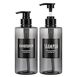 Segbeauty シャンプーボトル ディスペンサー 詰め替えボトル 2本セット 500ml グレー 容器 大容量 おしゃれ 漏れ防止 簡単取り付け 浴室 洗面所 アルコール 洗濯洗剤 食器用洗剤 適用