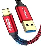 SUNGUY USB3.1 Gen2 USB Type C ケーブル 1.5M USB-A & USB-C 10Gbps高速データ転送 タイプc ケーブル Android Auto対応 最大3A急速充電 金メッキコネクタ ナイロン編み iPhone16/15シリーズ、iPad Pro/Air、Galaxy、Xperiaその他USB-Cデバイスに対応 1.5m レッド