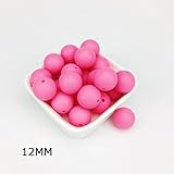 Mamimami Home シリコーン製 安全歯固め ビーズ 12MM 授乳看護用 ネックレス おしゃぶりチェーン 幼児 噛がため玩具 新生児贈り物 DIY用 円形 アクセサリー 17色選択可能 50