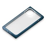 Premium Style iPhone 12/12 Pro用 ガラスタフケース スクエアタイプ ネイビー PG-20GGT08NV
