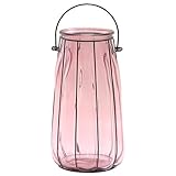 不二貿易 フラワーベース スペイン製 ガラス持ち手付き 高さ38cm ピンク 23347