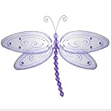 Hanging DragonflyパープルラベンダーGlitterナイロントンボメッシュデコレーション装飾赤ちゃん保育園寝室、子供ガールズ部屋天井壁装飾、ウェディング、誕生日パーティー、ベビーシャワー